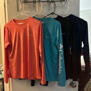 Columbia Long Sleeve Omni-Shade Shirts - Orange (Melon) , Teal, Black, Navy Blue